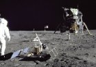 Far above the Earth, NASA's Apollo lunar lander put astronauts on the moon
