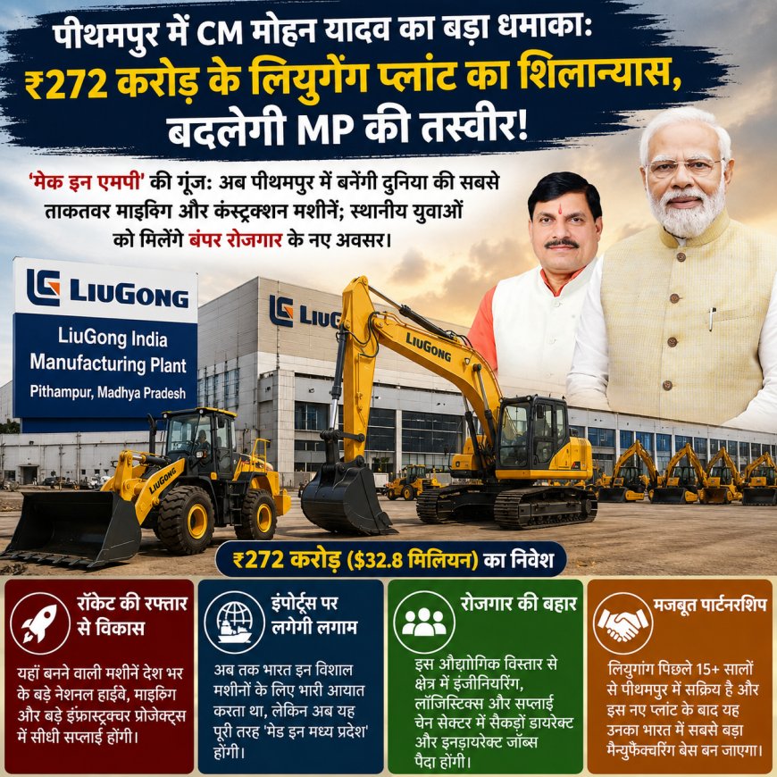 CM Mohan Yadav Unveils ₹272 Crore LiuGong Manufacturing Plant in Pithampur, Boosting Madhya Pradesh's Industrial Growth